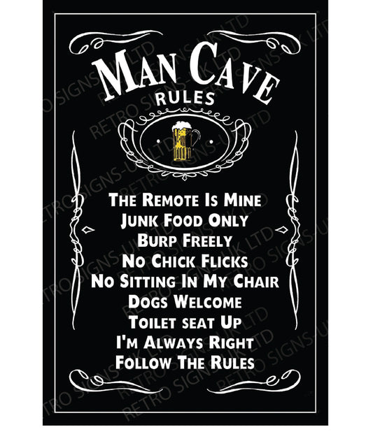Man Cave Rules Black version 2