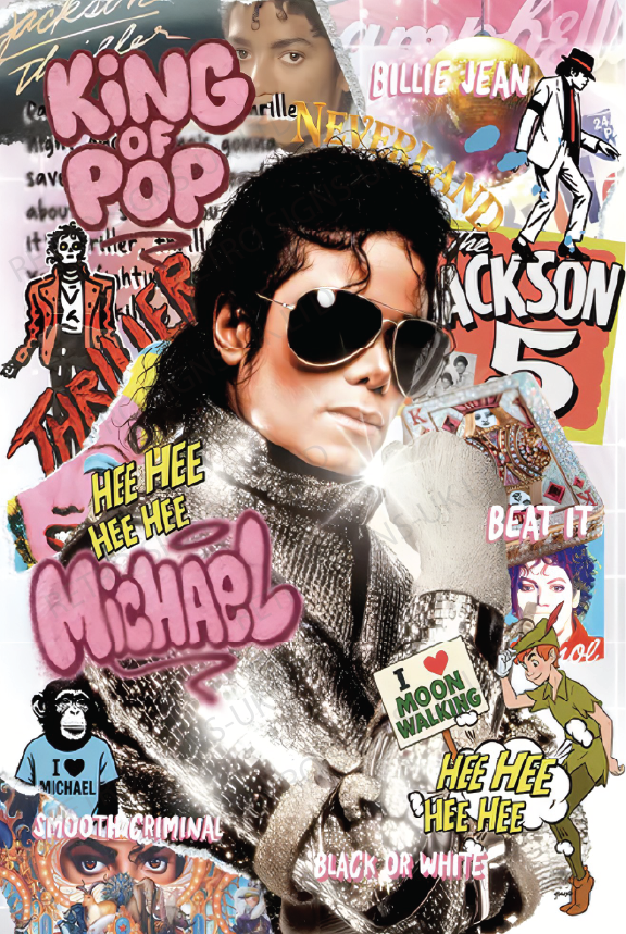 Michael Jackson Collage - Aluminium Metal Sign 20x30cm