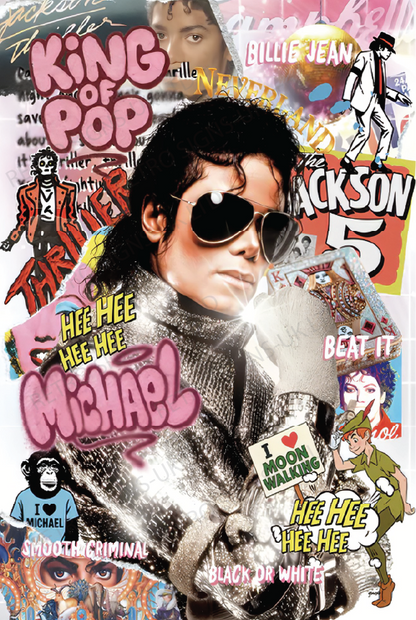 Michael Jackson Collage - Aluminium Metal Sign 20x30cm