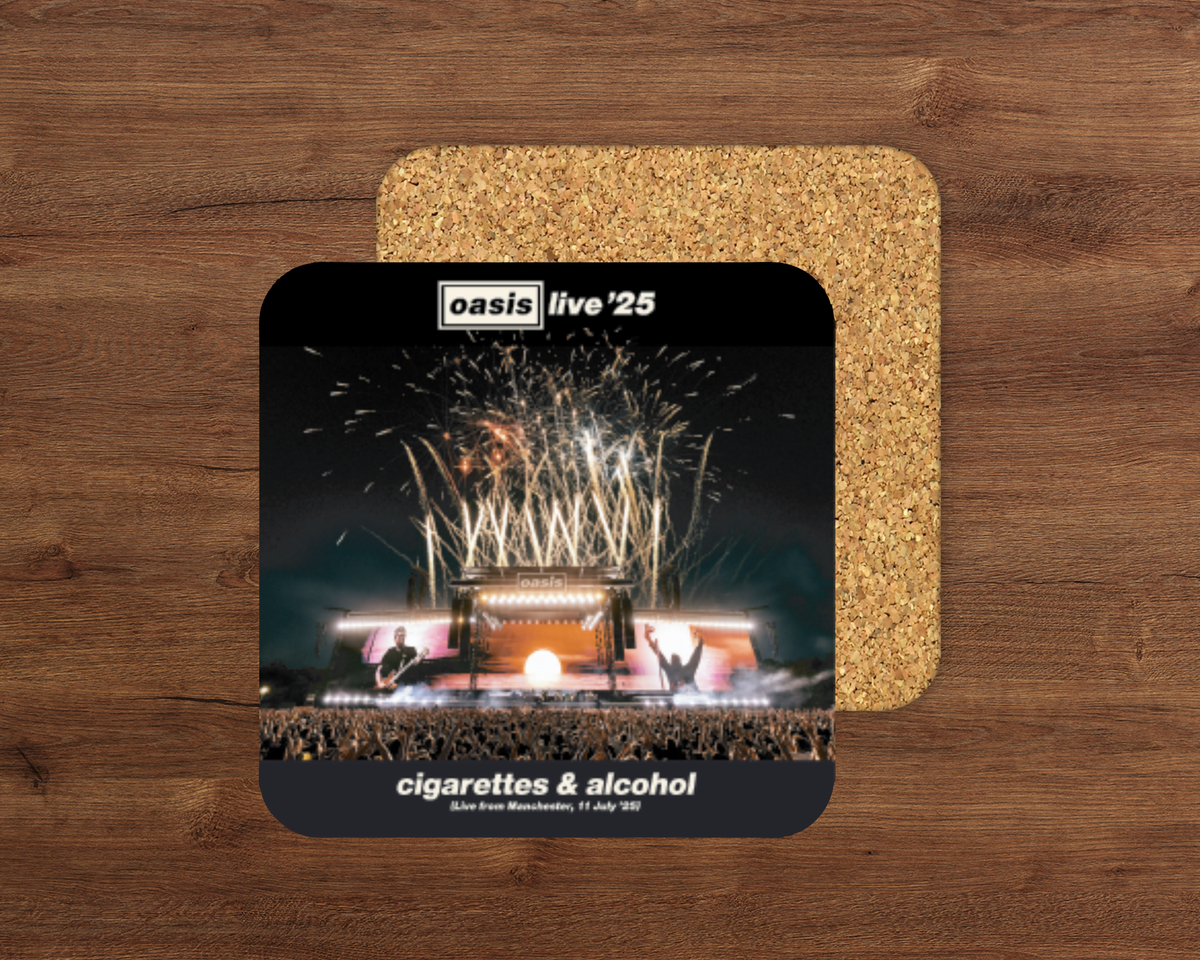 Oasis Cigarettes glossy cork-backed drink coaster by Retro Signs UK