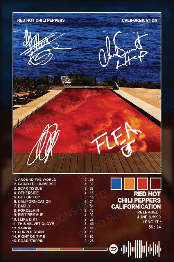 Red Hot Chilli Peppers Californication – Aluminium Metal Wall Sign 20 x 30cm