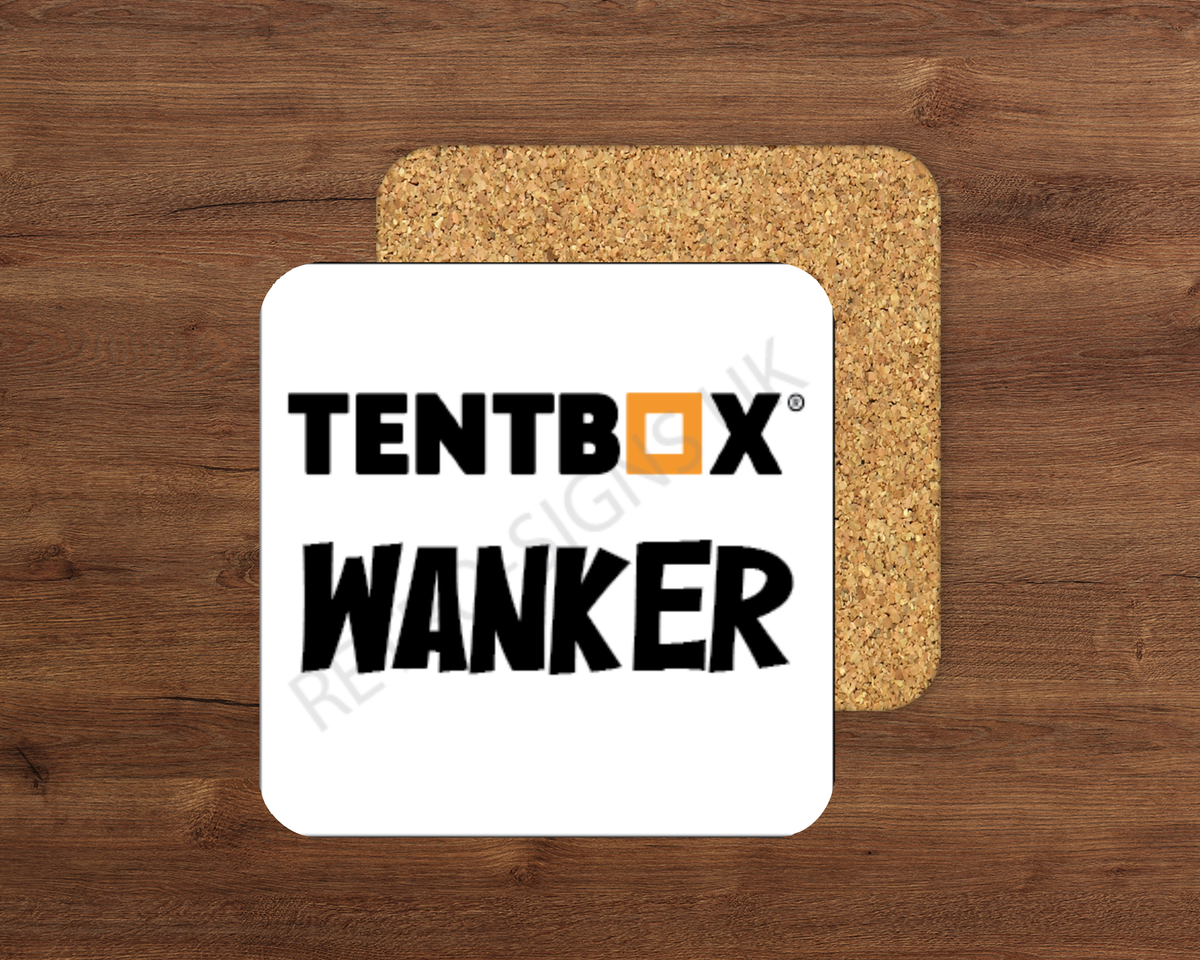 Tenbox Wanker glossy cork-backed drink coaster by Retro Signs UK