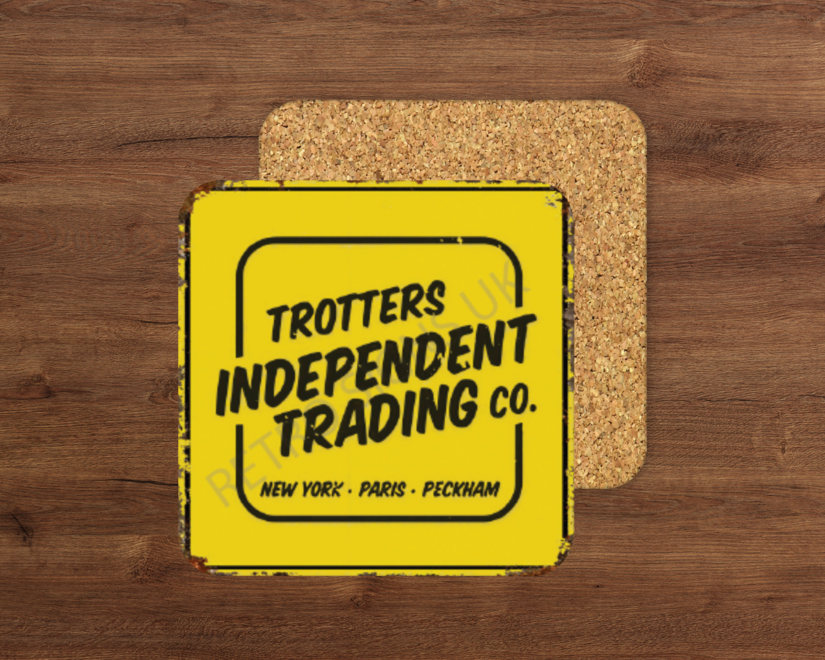 Trotters glossy cork-backed square coaster