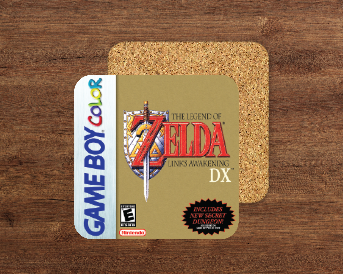 Zelda glossy cork-backed drink coaster by Retro Signs UK