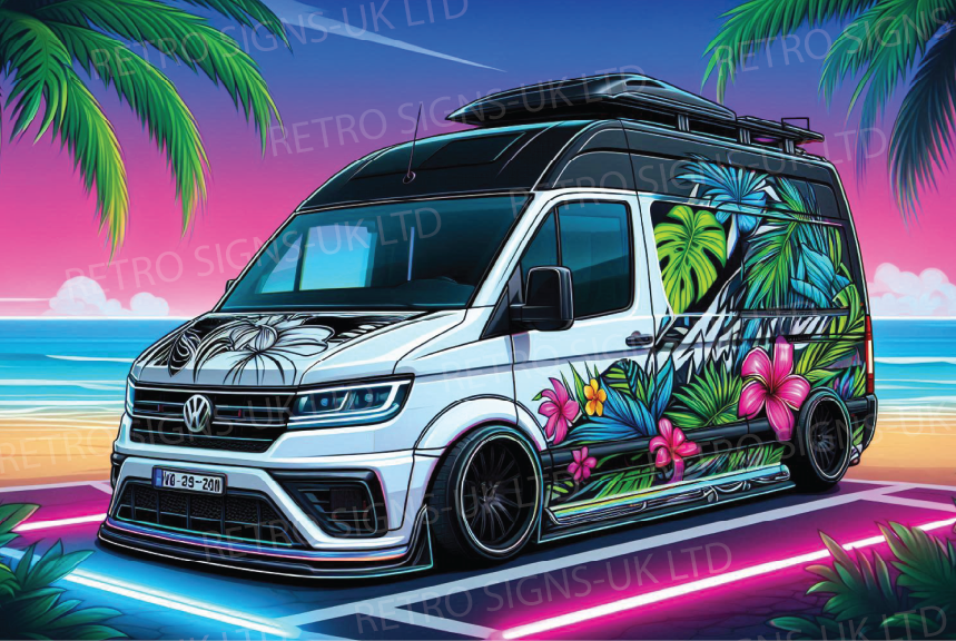 Crafter white palm tree neon