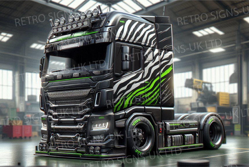 Truck black & green zebra
