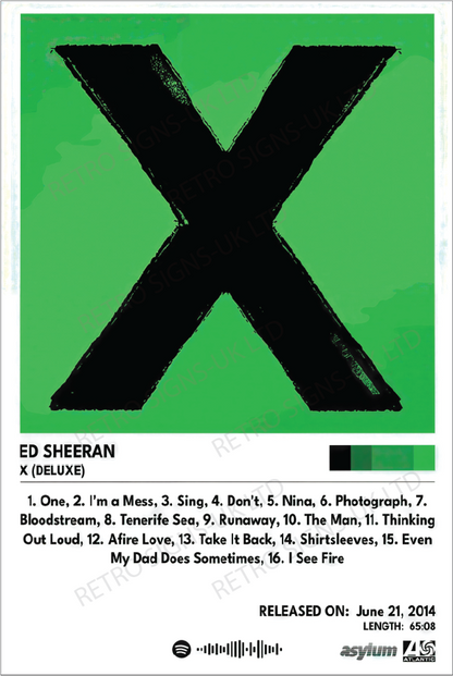 Ed Sheeran X – Aluminium Metal Wall Sign 20 x 30cm