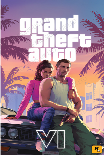 Grand Theft Auto VI version 2 – Aluminium Metal Wall Sign 20 x 30cm