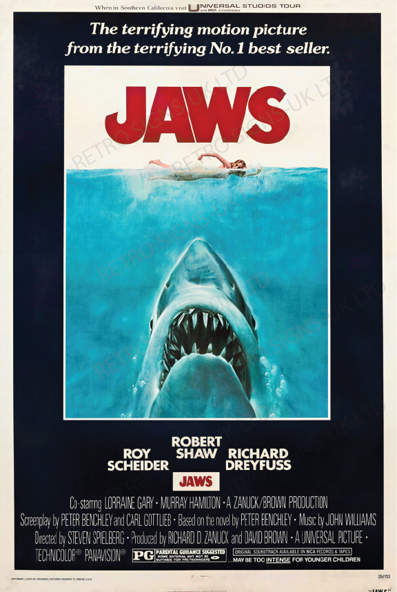 Jaws – Aluminium Metal Wall Sign 20 x 30cm