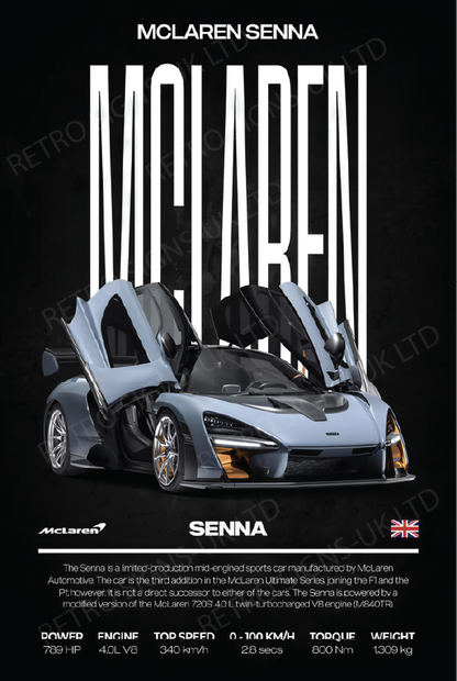McLaren Senna Writing – Aluminium Metal Wall Sign 20 x 30cm