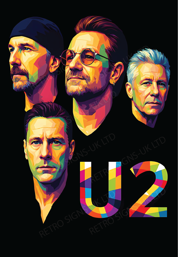 U2 Faces – Aluminium Metal Wall Sign 20 x 30cm