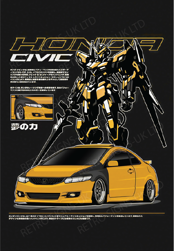 Yellow Civic Transformer – Aluminium Metal Wall Sign 20 x 30cm